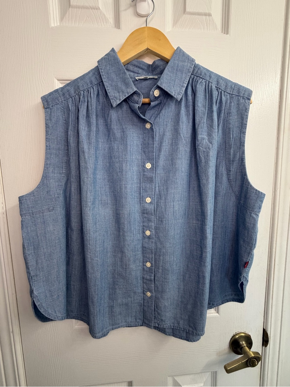 Levi’s Chambray Sleeveless Button-Up Denim Shirt NWT Cottagecore Coastal L